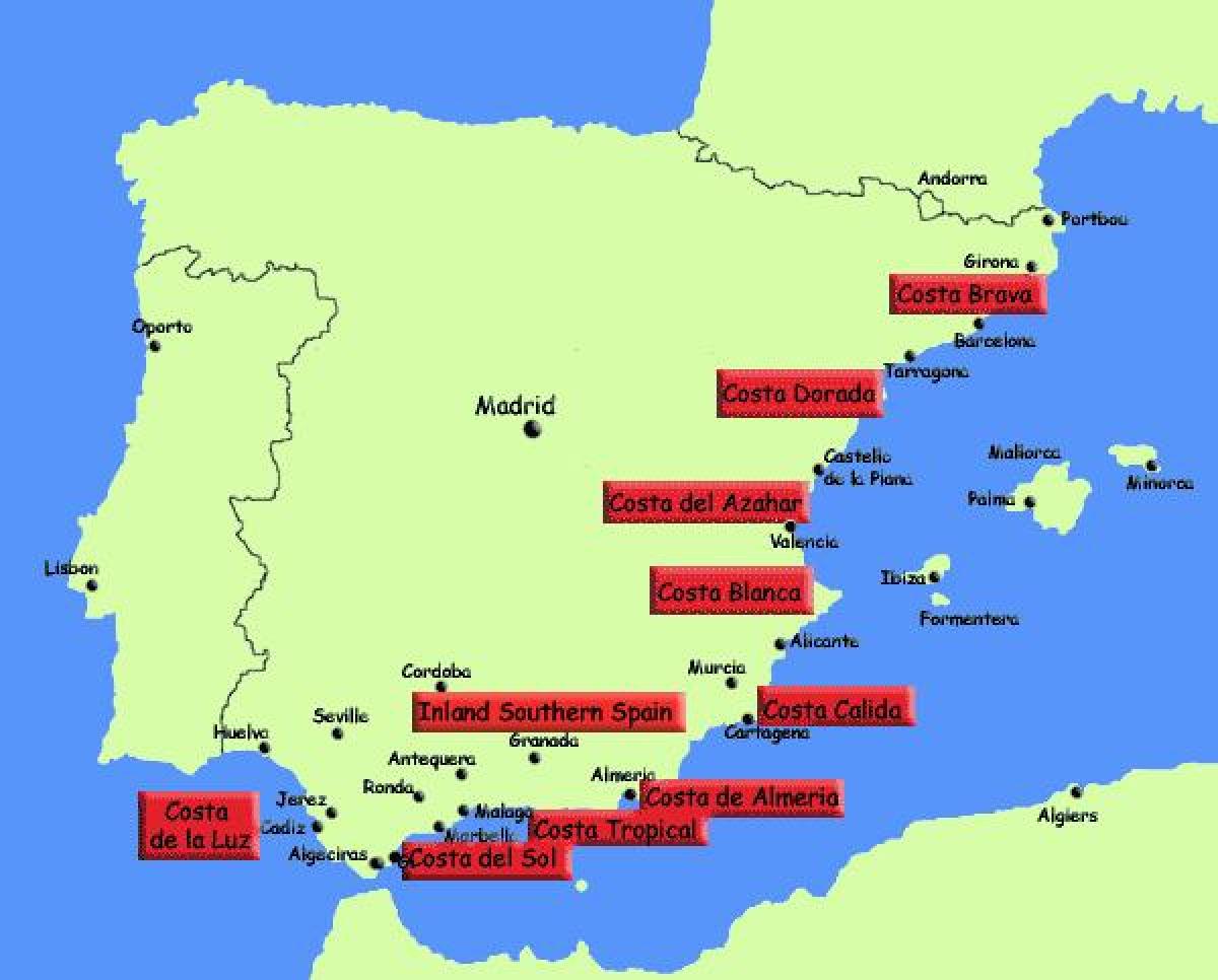 خريطة جنوب إسبانيا المنتجعات