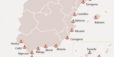 الموانئ العبارة في إسبانيا خريطة