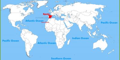خريطة العالم تبين إسبانيا